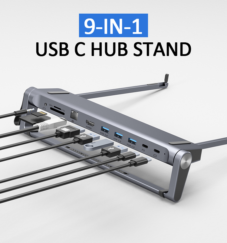 9 in 1 USB hub stand