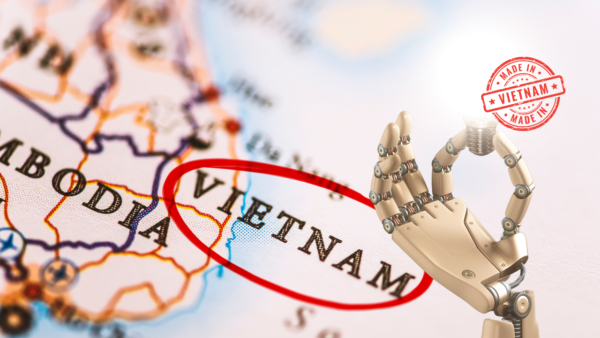 Vietnam map and a hand